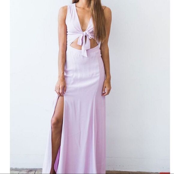 Privacy Please Lavender Lilac Purple Byron Cutout Slit Maxi Dress Size Medium - Picture 1 of 11